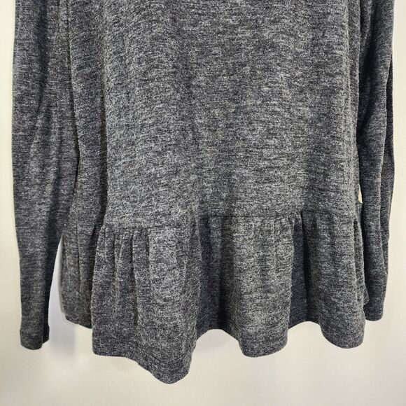 Loft Tee Women’s Size Medium Long Sleeve Knit Peplum Heathered Gray Stretch - Picture 6 of 8